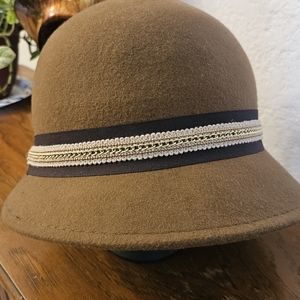 Adora Brown Felt Cloche Hat with Design